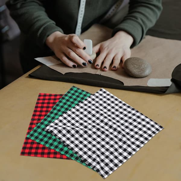 6 stk. julemønstret rutete bomullsstoff for DIY-søm, stoffmateriale, juleteppe