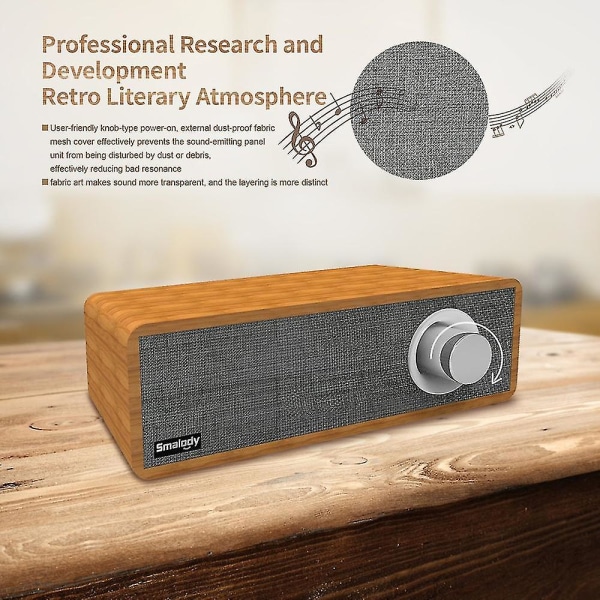 Smalody Ny Bärbar Trälåda Retro Bluetooth-högtalare