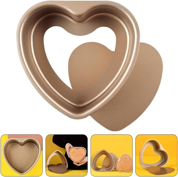 Hjerteformet bakeform 6 tommer rustfritt stål avtakbar bakeplate