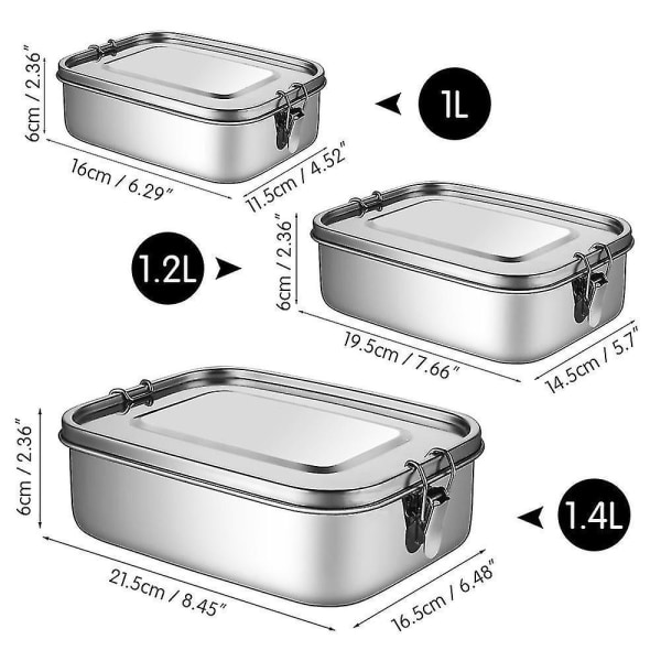 1200ml Rustfrit Stål Madkasse Bento Madopbevaring