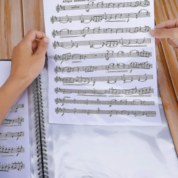 Musiikkikansio nuottipaperille, A4-kokoisille asiakirjoille, 30 taskua, nuottiavain