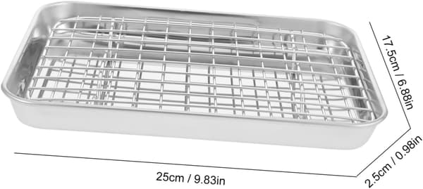 23,5x17,5x2,5 cm bageplade og ovnrist i rustfrit stål