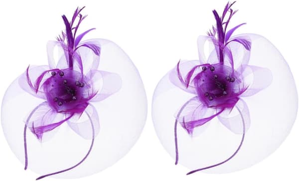 2 stk. elegant blomsterfascinatorhatt med slørhårtilbehør for teselskap, skoleball, lett nettinghodeplagg