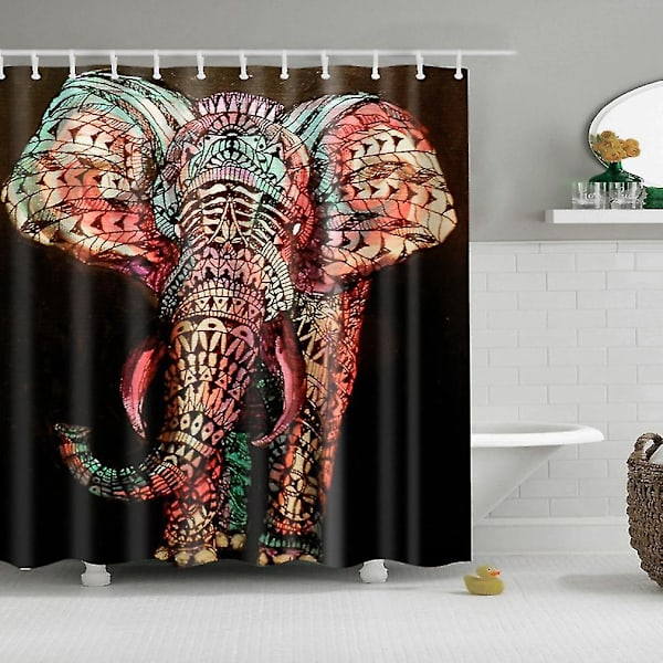 3D Elefant Tjock Vattentät Polyesterfiber Duschdraperi