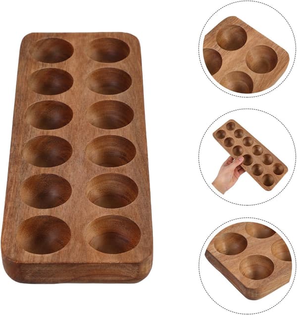 12-hulls eggbrett i tre for benkeplate, eggfat i tremateriale, minimalistisk