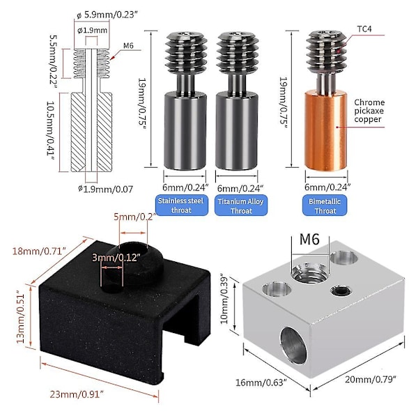 3D-utskrift Hotend-kit för Ender3 S1 Munstycke Hot End Extruder Uppvärmningsblock Kit