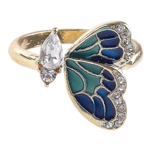 Söta Fjärilsöppna Ringar för Kvinnor Flickor Snygg Djur Statement Ring Present