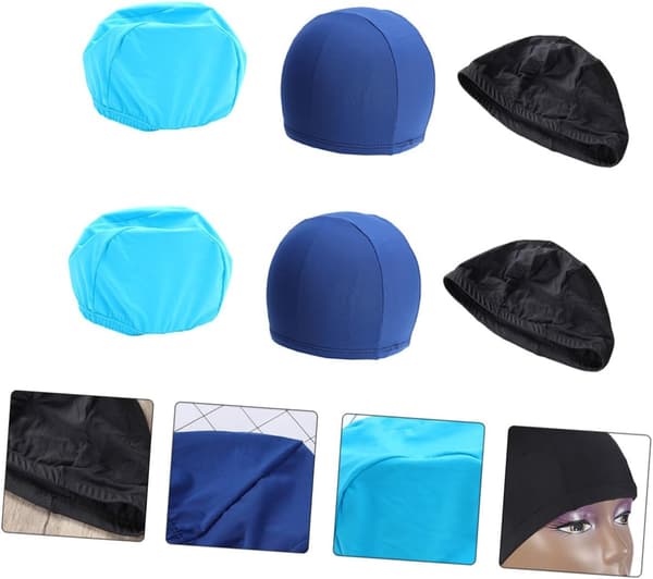 6 st unisex badmössor lätta badmössor i polyester elastiska badmössor