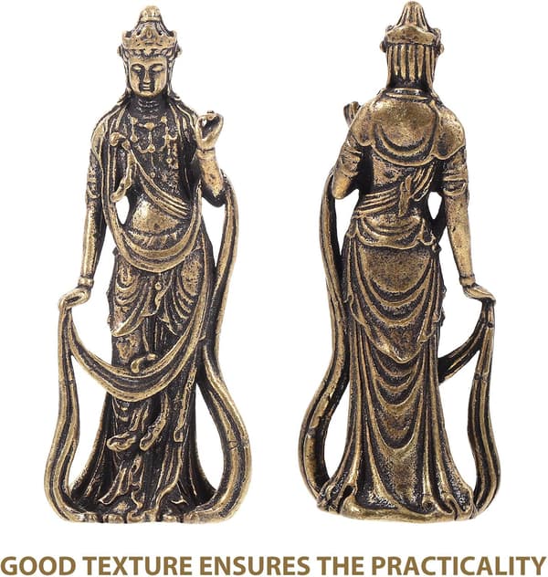 Messing Bodhisattva-statue for hjemmekontordekorasjon Antikk stil messingpynt