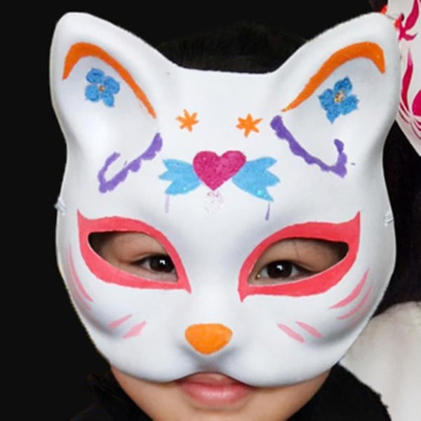 6 stk uferdige katte-cosplaymasker tegneseriepapirmaske for voksne maskeradefest Ty-yuhao