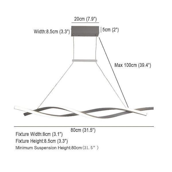 2-lyset 80 cm LED-pendellampe i aluminium med linjedesign