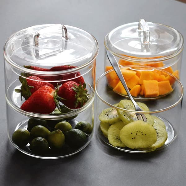 Stabelbar Frugtskål Salatglas Multi-Layer Pladsbesparende Opbevaringsbeholder