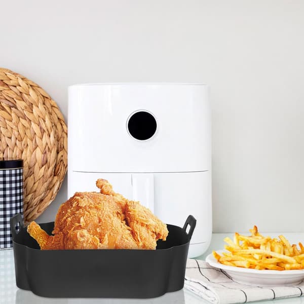 Genanvendelig non-stick silikone bageforing til airfryer og ovn, foldbar sort silikoneforing