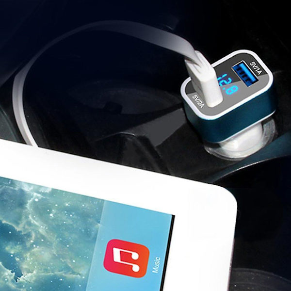 3.1A Dobbel USB Bil Lader Voltmeter Batterispenningsmonitor