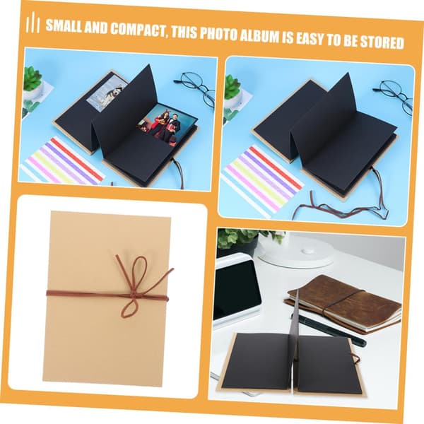 DIY Harmonika Foldbart Fotoalbum Sorte Indersider 5-Tommer Scrapbog