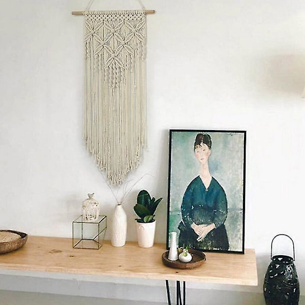 40x70cm Boho-tyyläinen Kudottu Seinävaate Makramee-tapetti Perhoset Beige