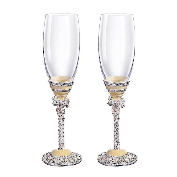 1 Par Enamel Champagne Flutes Blyfri Krystal Goblet Kop