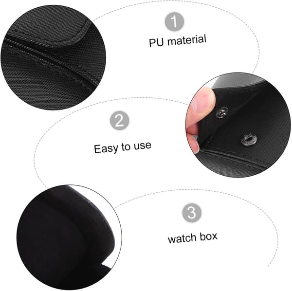 Læder ur opbevaringsboks til mænd Bærbar rejsetaske Elastisk PU-læder rum Ur Organizer Roll