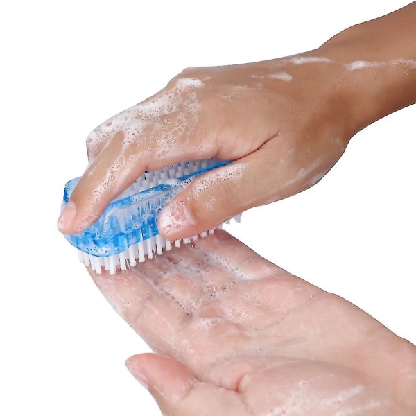 Neglebørste Tosidige hånd-neglskrubbebørster Myke stive børster Skrubbe Negler Tærrengjøringsbørste