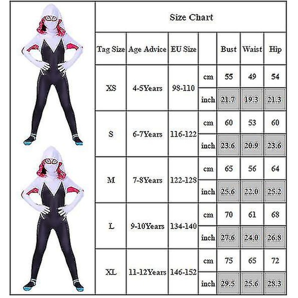 Jumpsuit-kostyme for jenter - Spider-Woman superhelt 11-12 Years