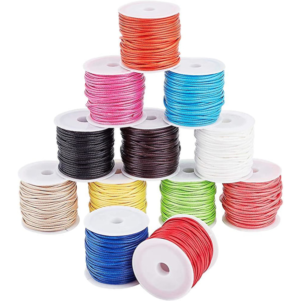 12 farger 10m/rull Vokset tråd. 1,5 mm polyestertråd vevd tau til armbånd