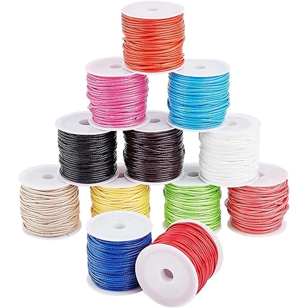 12 Farver 10m/rulle Voks Tråd. 1,5 Mm Polyester Snøre Vævet Reb Til Armbånd