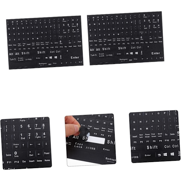 Engelske tastaturklistremerker for PC Stasjonær Fullt Tastaturoppsett Slitesterke Klistremerker Selvklebende Bakside