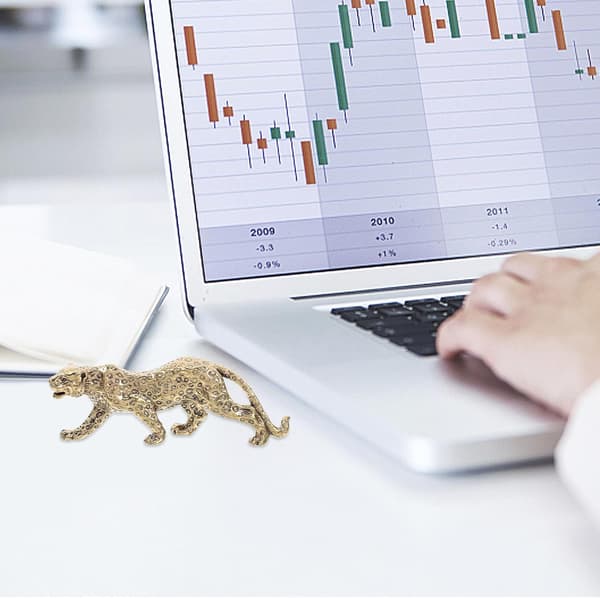 Messing Leopard Figurin Ornament Papirvekt Retro Unikt Design Premium Messing Materiale