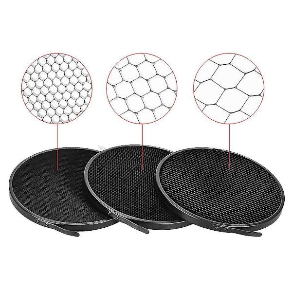 210 mm Elinchrom-kiinnityksen heijastava diffuusori, varjostin, lampunvarjostin 10, 30 ja 50 kennoverkkojen kanssa Elinchrom-kiinnityksellä varustettuihin studiostrobe-salamavaloihin, ulkovaloihin ja Speedlite-laitteisiin
