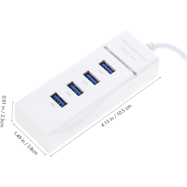 USB 3.0 Hub 4 Ekstra Porter Splitter Adapter Multifunksjonskabel Hvit Rask Dataoverføring