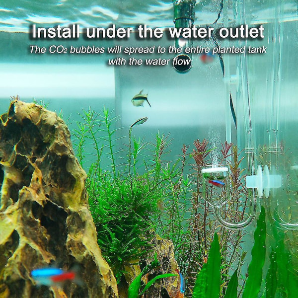 Glasspiral CO2-diffusor med bobleteller for akvarium