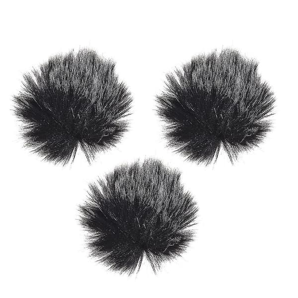 Furry Utomhus Mikrofon Vindskydd Muff Mini Lapel Lavalier Mikrofon Vindskydd, 3-pack