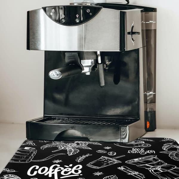 Kaffemaskine Måtte Kaffebar Måtte Stilfuldt Print Sort Termoplast Hurtigtørrende Genanvendelig Absorberende