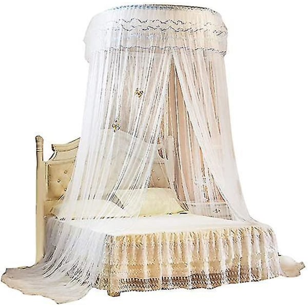 Rund Baldakin Lace Myggnett Senggardin Netting Soverom
