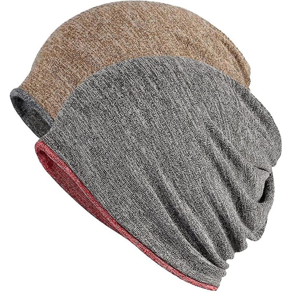 Mænds & Kvinders Bomulds Casual Beanie Blød og Let Løbe Beanie Voksen Kort Hat Kemisk Hat Casual Hat Red*brown