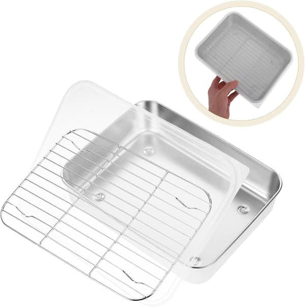 Dumplingboks Crisperboks med lokk 9.4x7.5x2.4in Rustfritt stål Silikon Tynn Kompakt Multifunksjonell
