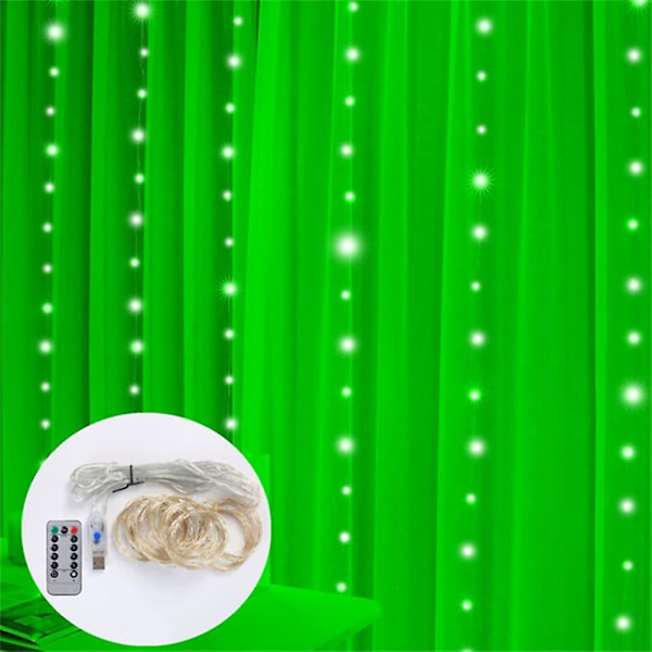 LED Gardinlysstreng 3x3m 300 LED 8 Moduser USB Fjernkontroll