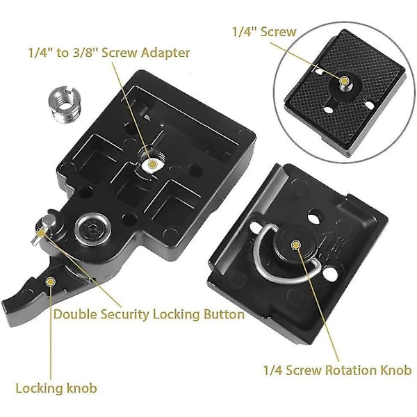 Hurtigutløserplate 1/4'' til 3/8'' Skrue Adapter Kompatibel (1 Stykke, Svart)
