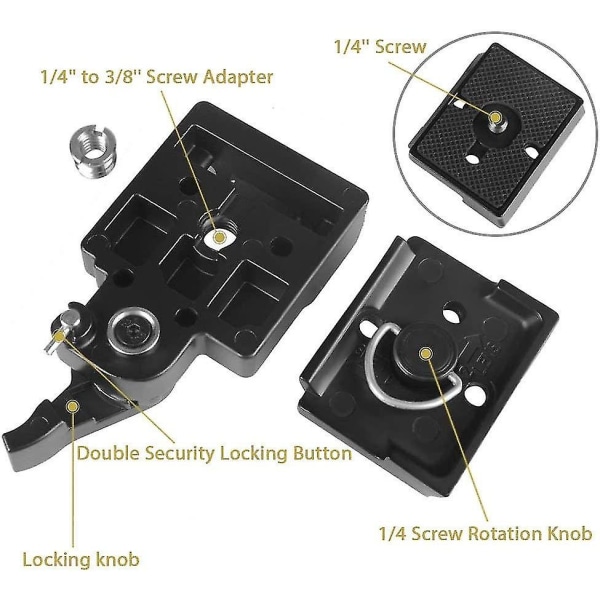 Snabbkopplingsplatta 1/4'' till 3/8'' skruvadapter kompatibel (1 styck, svart)