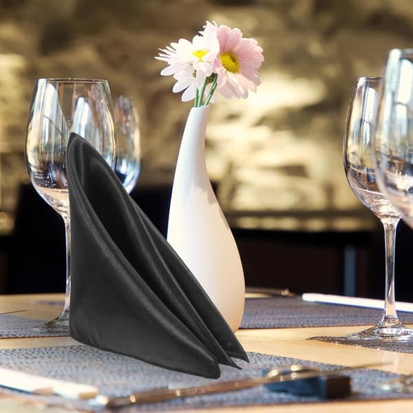 10 ark bryllupsservietter genanvendelige stofservietter sort polyester satin behagelige