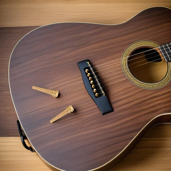12 stk. gitarbroplugger i messing, solid messing, rask erstatningsløsning, sikker strengfeste, komplett sett