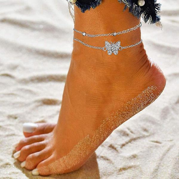 Sommerfugl Sølv Kvinders Anklet - Justerbar Kvinders Anklet - Smykker Anklet Gaver