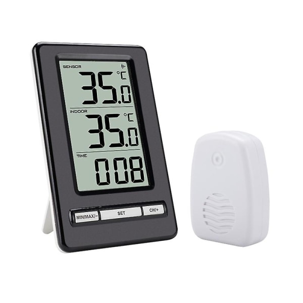 Hygrometer fugtmåler, trådløst indendørs udendørs termometer med 1 fjernsensor