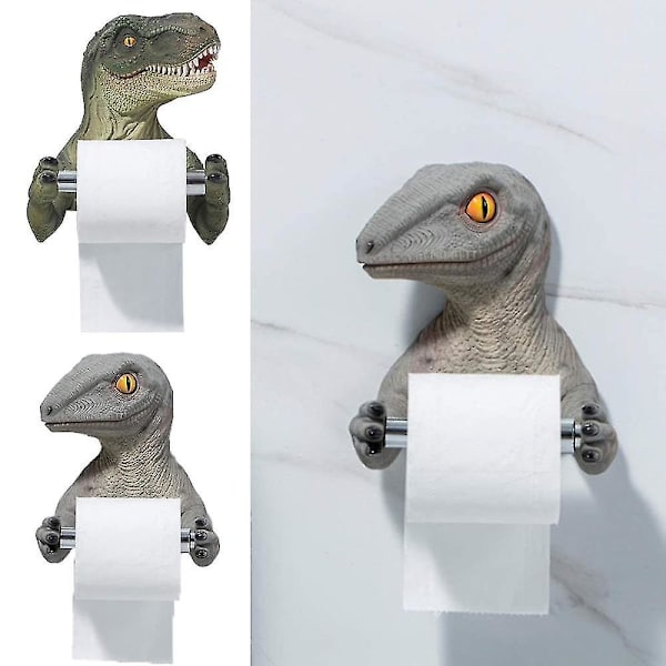 Väggmonterad Pappershållare i Resin med Dinosaurie-Motiv, Grön