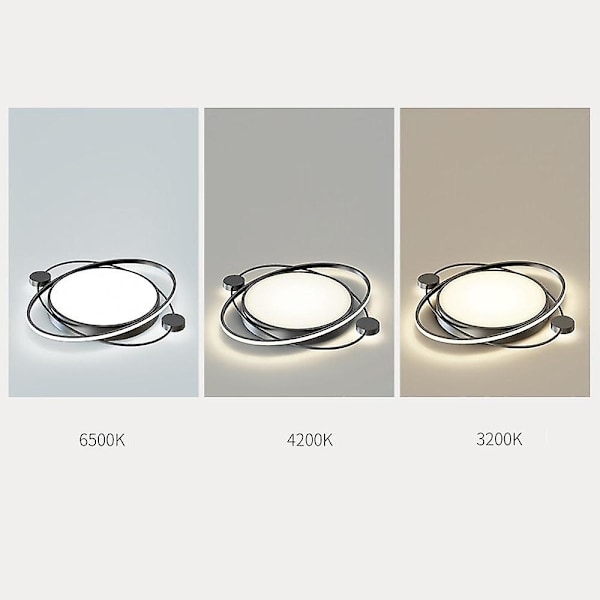 50cm LED Taklampe Sirkel Planet Svart Hvit Geometrisk