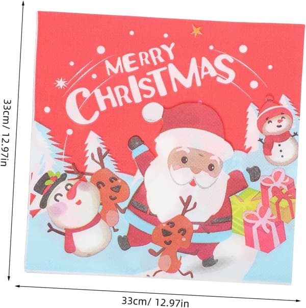 1 pose glædelig jul servietter engangspapirservietter julepynt julemandstema pose