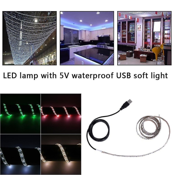 Ultra-lysende 1m SMD 3528 Vanntett 60 LED USB Stripe Lys
