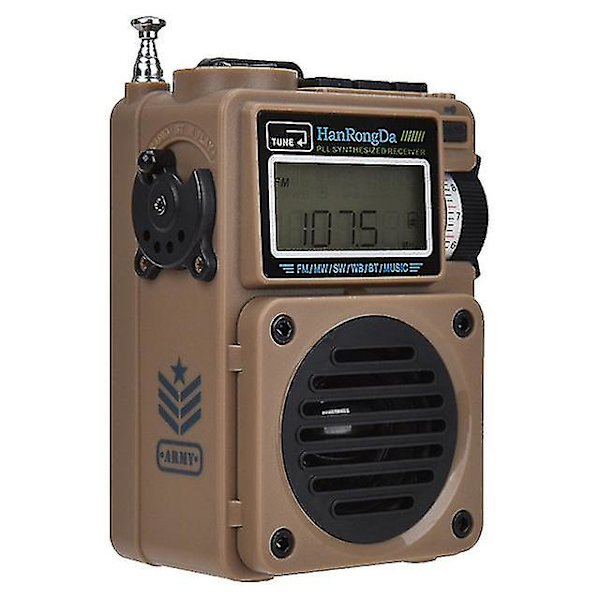 Hrd-701 Bærbar FM/SW/MW/WB Full-band Digital Radio Subwoofer Lydkvalitet Bluetooth TF-kort Avspilling Radio 701 Desert yellow