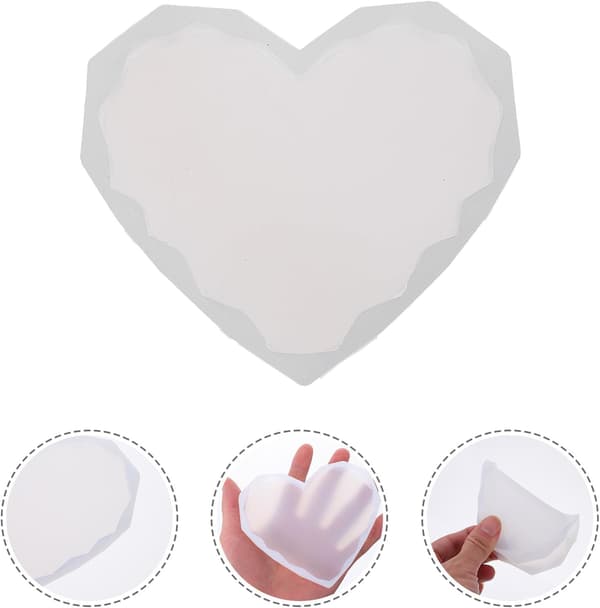 4 stk hjerteformet silikonformsett for DIY krystall epoxy harpiksunderlegg, liten hjerte diamantdesign
