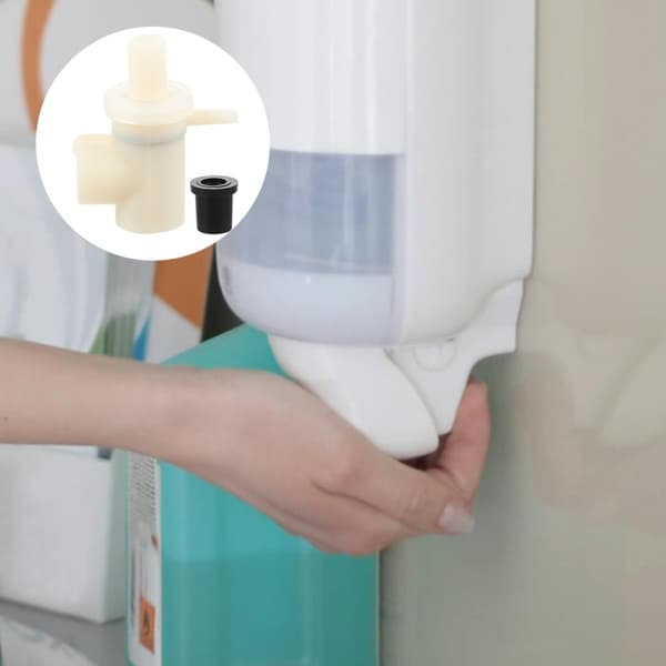 2 st väggmonterade tvålpumpbytespumpar för lotioner och flytande tvålar, plastmaterial, vit färg